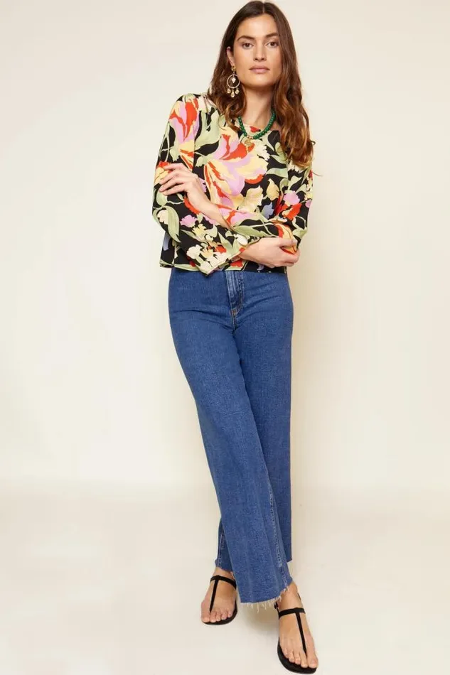 Rixo Tops Women Verona Silk Top Cece Floral Black