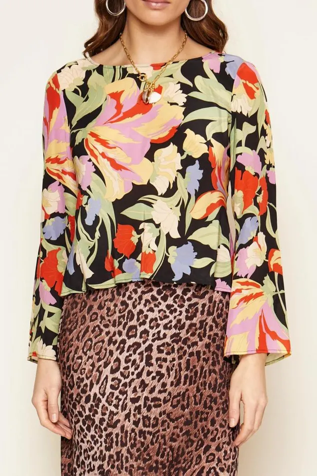Rixo Tops Women Verona Silk Top Cece Floral Black