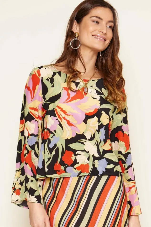 Rixo Tops Women Verona Silk Top Cece Floral Black