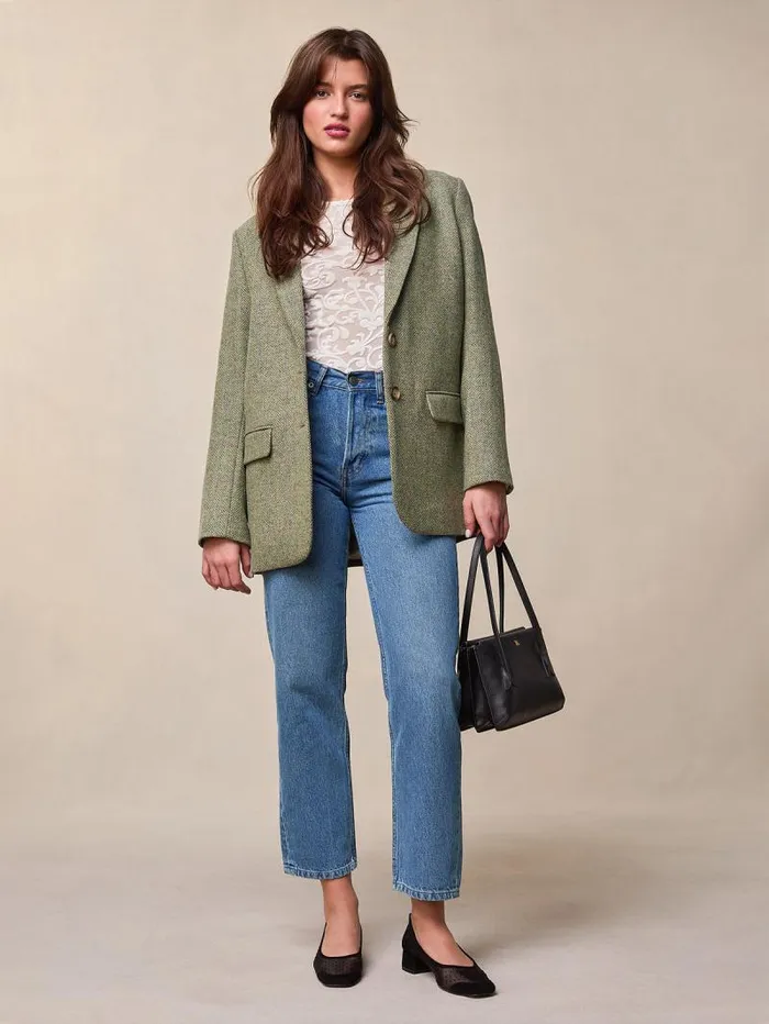 Rouje Coats and Jackets Women Jacques Jacket Chevron Carreaux Menthe