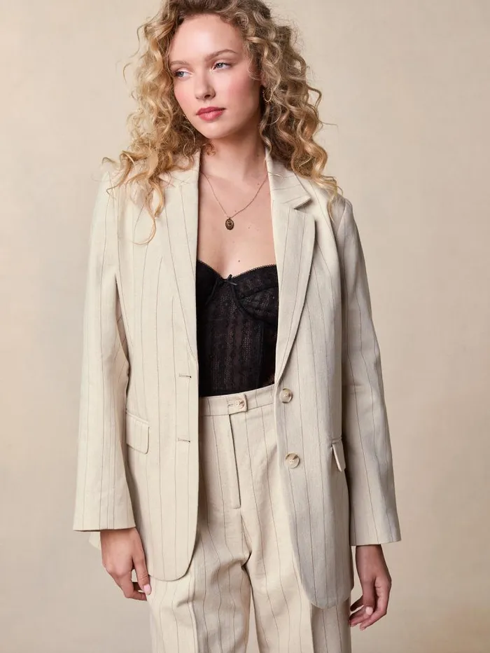 Rouje Coats and Jackets Women Jacques Jacket Rayure Tennis Beige