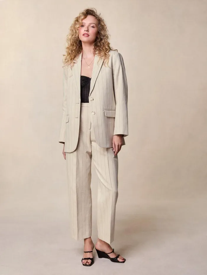 Rouje Coats and Jackets Women Jacques Jacket Rayure Tennis Beige