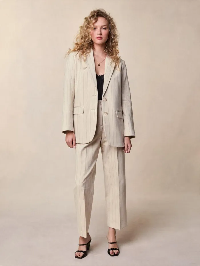 Rouje Coats and Jackets Women Jacques Jacket Rayure Tennis Beige
