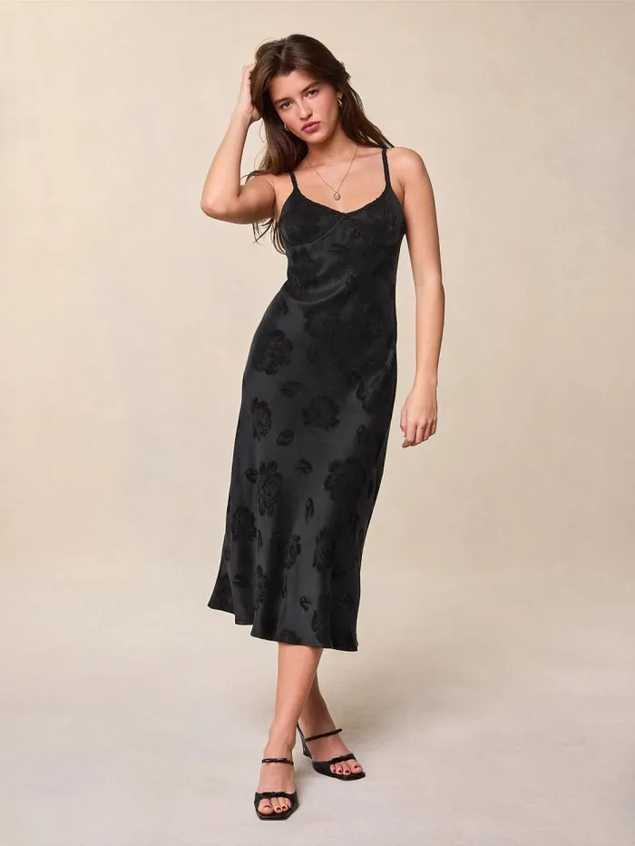 Rouje Dresses Women Dana Dress Jacquard Florale Noir