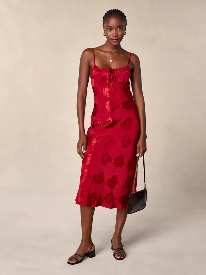 Rouje Dresses Women Daria Dress Jacquard Fleurs Rouge