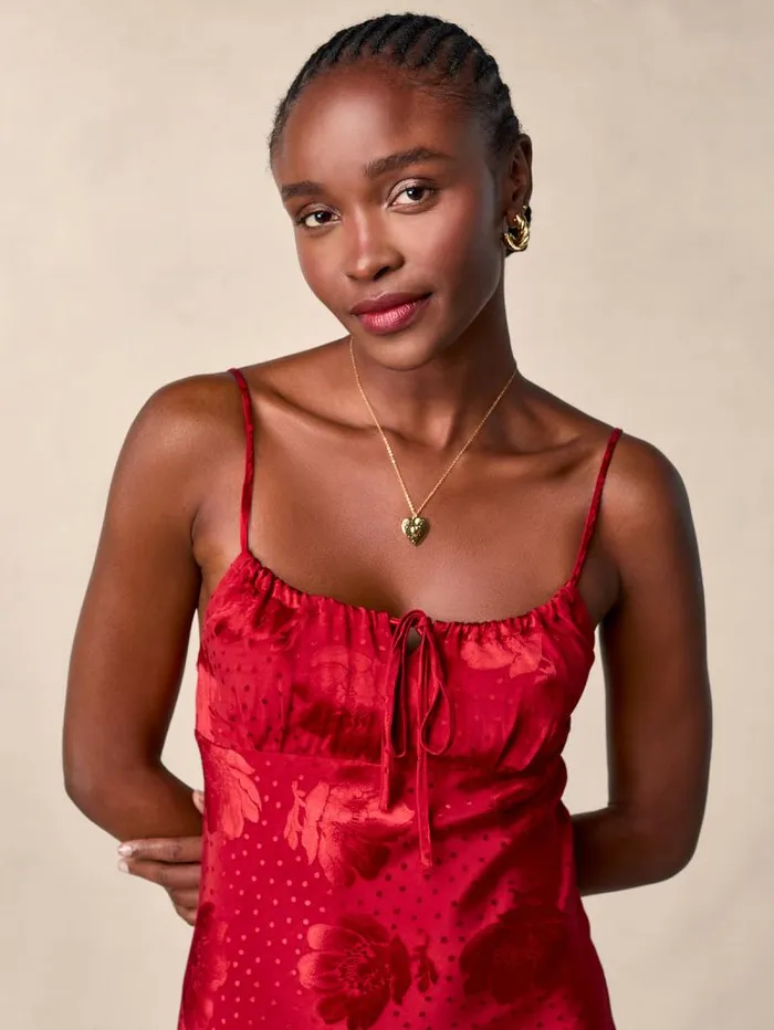 Rouje Dresses Women Daria Dress Jacquard Fleurs Rouge