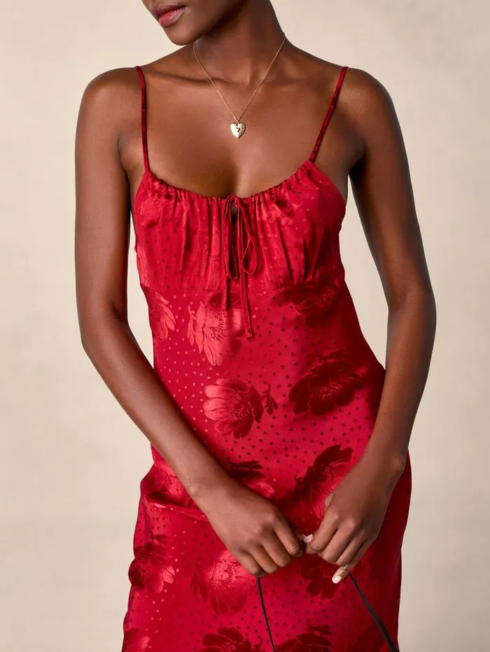 Rouje Dresses Women Daria Dress Jacquard Fleurs Rouge