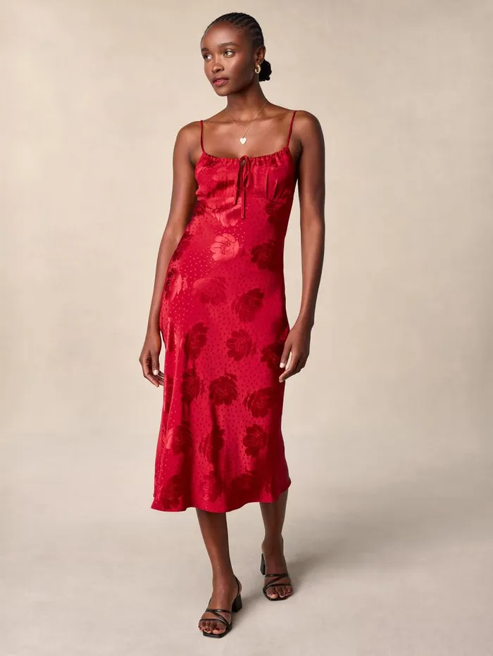 Rouje Dresses Women Daria Dress Jacquard Fleurs Rouge