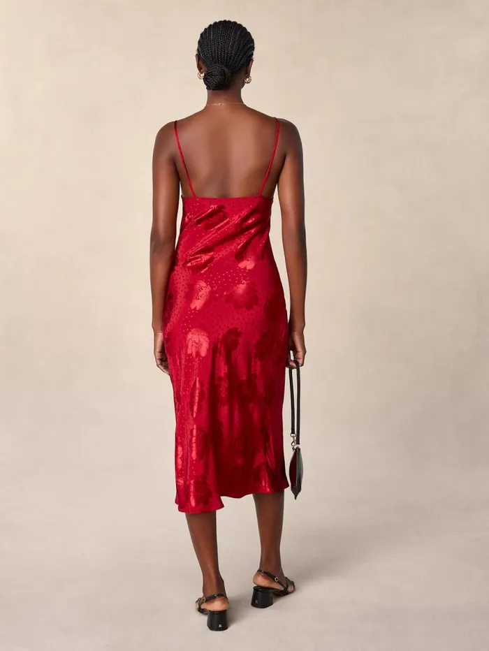 Rouje Dresses Women Daria Dress Jacquard Fleurs Rouge