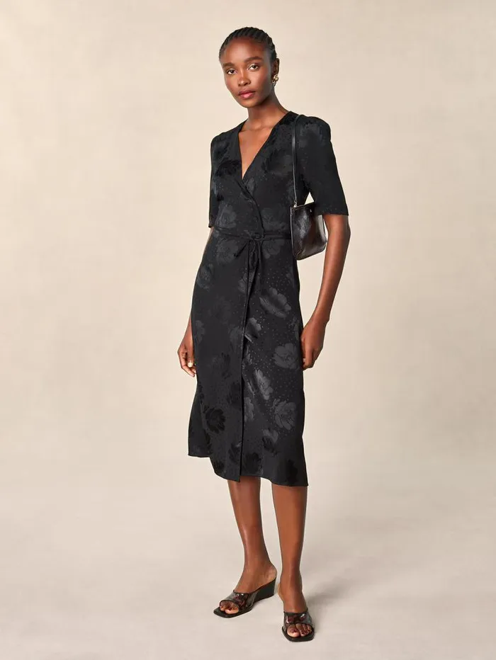 Rouje Dresses Women Gabin Dress Jacquard Fleurs Noir