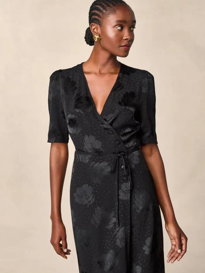 Rouje Dresses Women Gabin Dress Jacquard Fleurs Noir