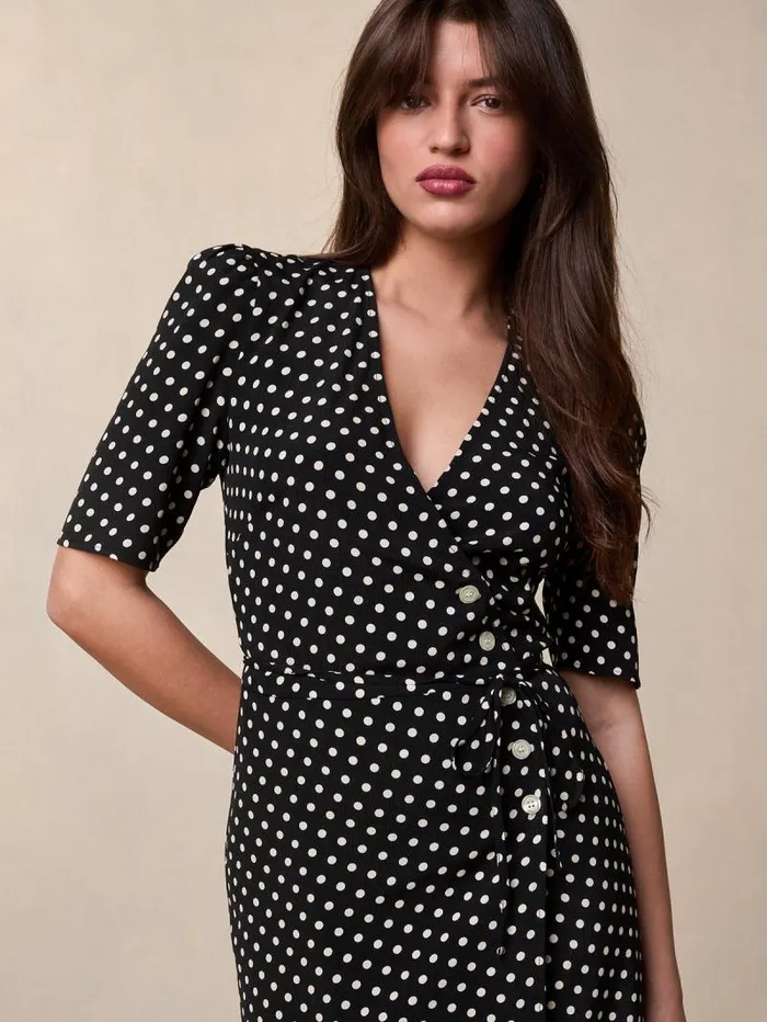 Rouje Dresses Women Gabin Dress Pois Carmen Noir