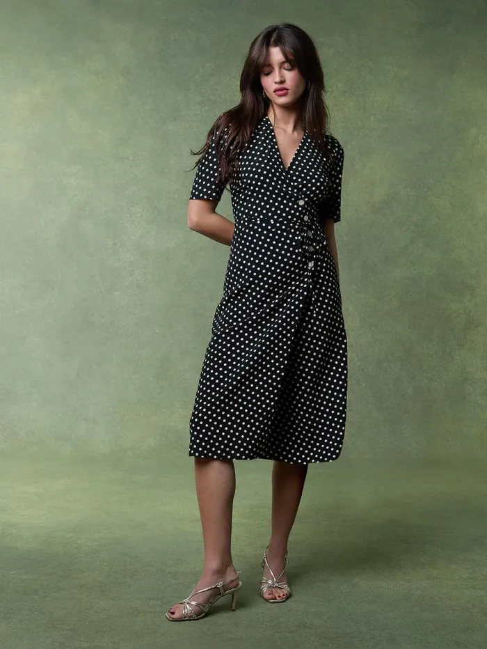 Rouje Dresses Women Gabin Dress Pois Carmen Noir