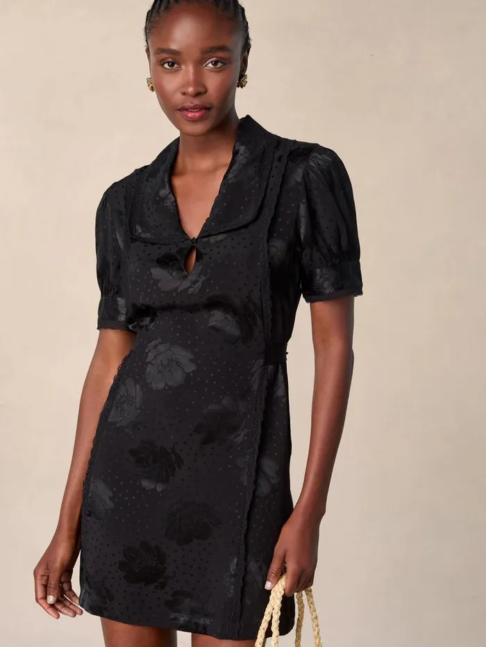 Rouje Dresses Women Roselita Dress Jacquard Fleurs Noir