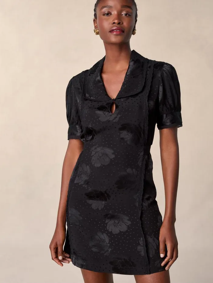 Rouje Dresses Women Roselita Dress Jacquard Fleurs Noir