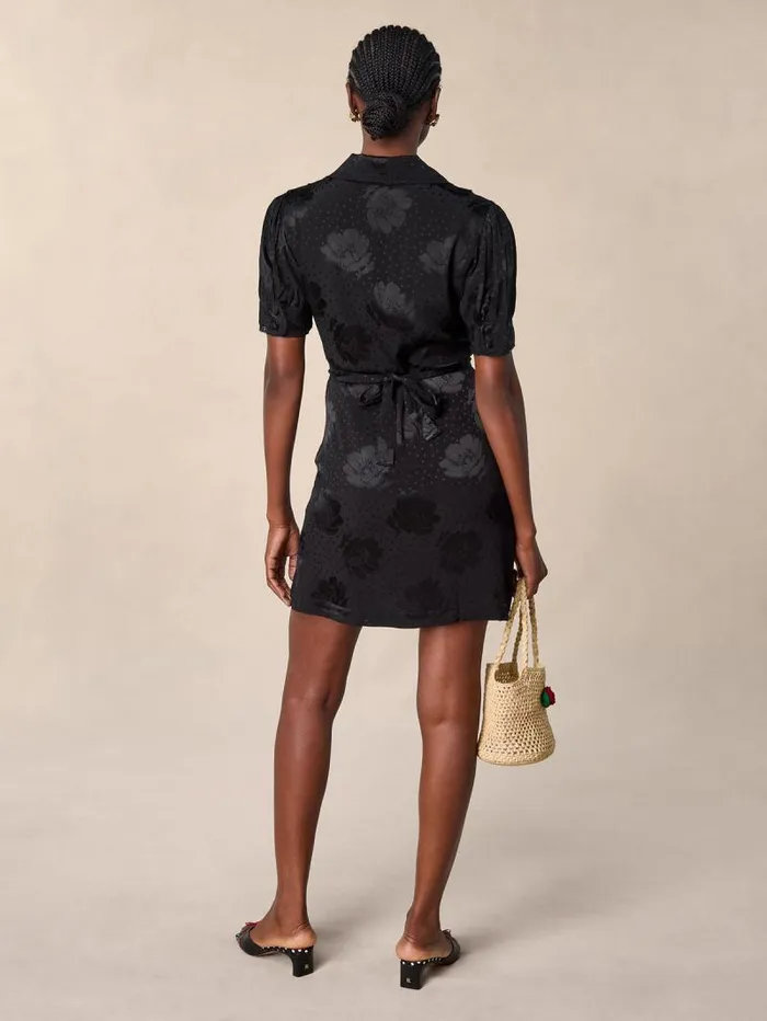 Rouje Dresses Women Roselita Dress Jacquard Fleurs Noir