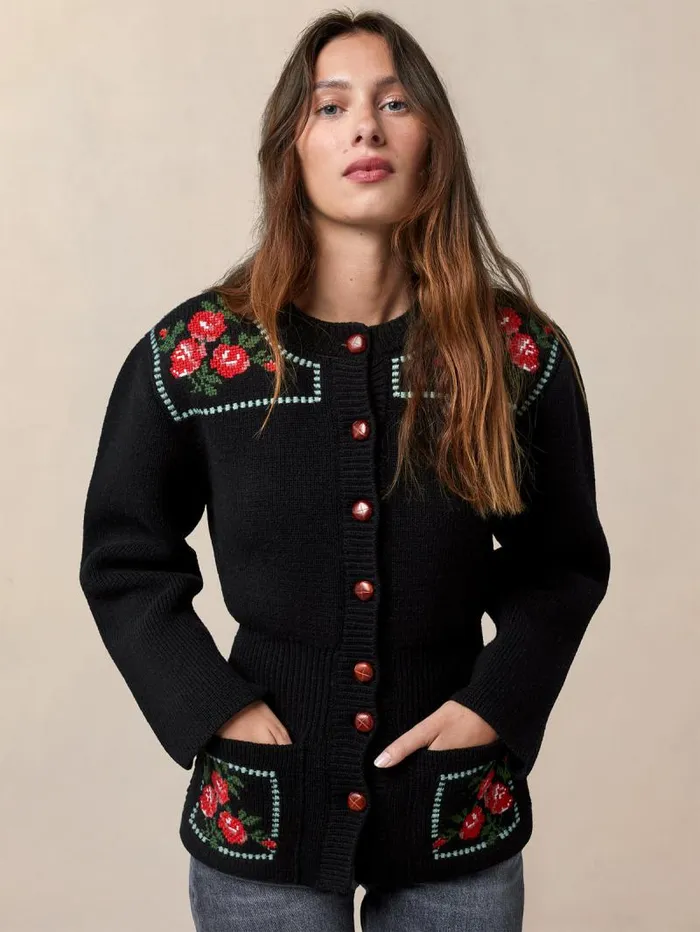 Rouje Knits Women Atlas Cardigan Brod Noir