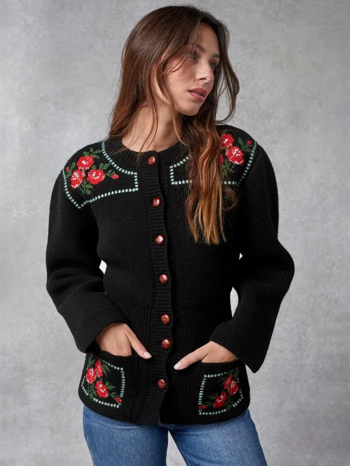 Rouje Knits Women Atlas Cardigan Brod Noir