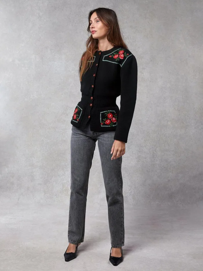 Rouje Knits Women Atlas Cardigan Brod Noir