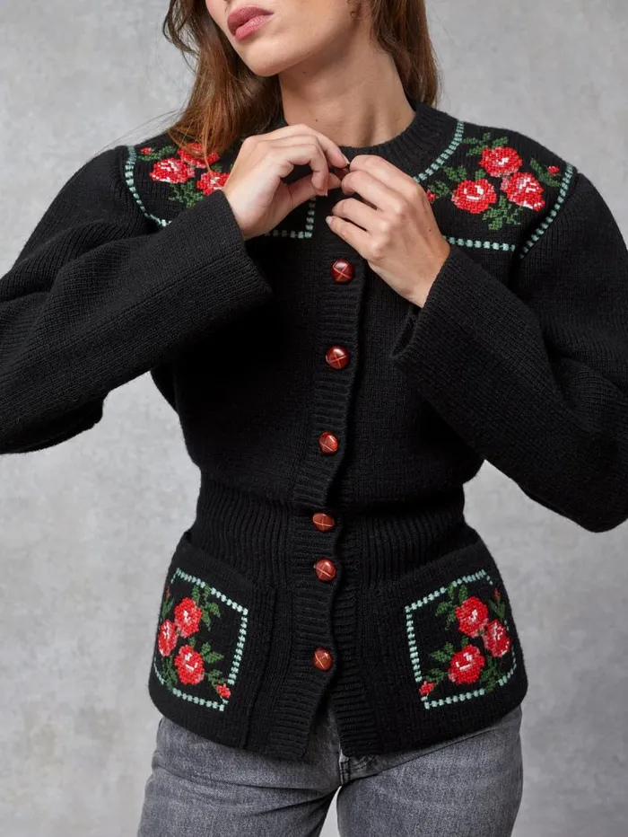Rouje Knits Women Atlas Cardigan Brod Noir
