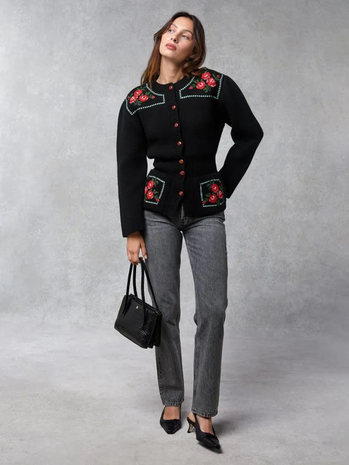 Rouje Knits Women Atlas Cardigan Brod Noir