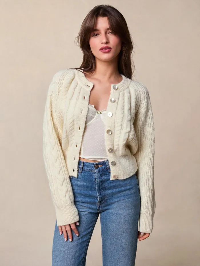 Rouje Knits Women Kira Cardigan Uni Ecru