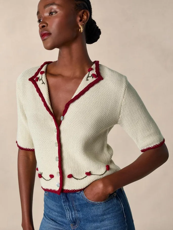 Rouje Knits Women Meredith Cardigan Brode Ecru