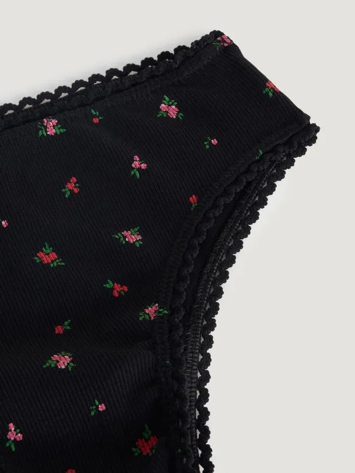 Rouje Lingerie Women Carmen Panties Mini Fleurs Noir
