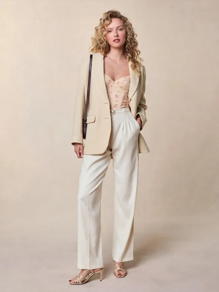Rouje Pants Women Billie Pants Lin Stretch Ecru