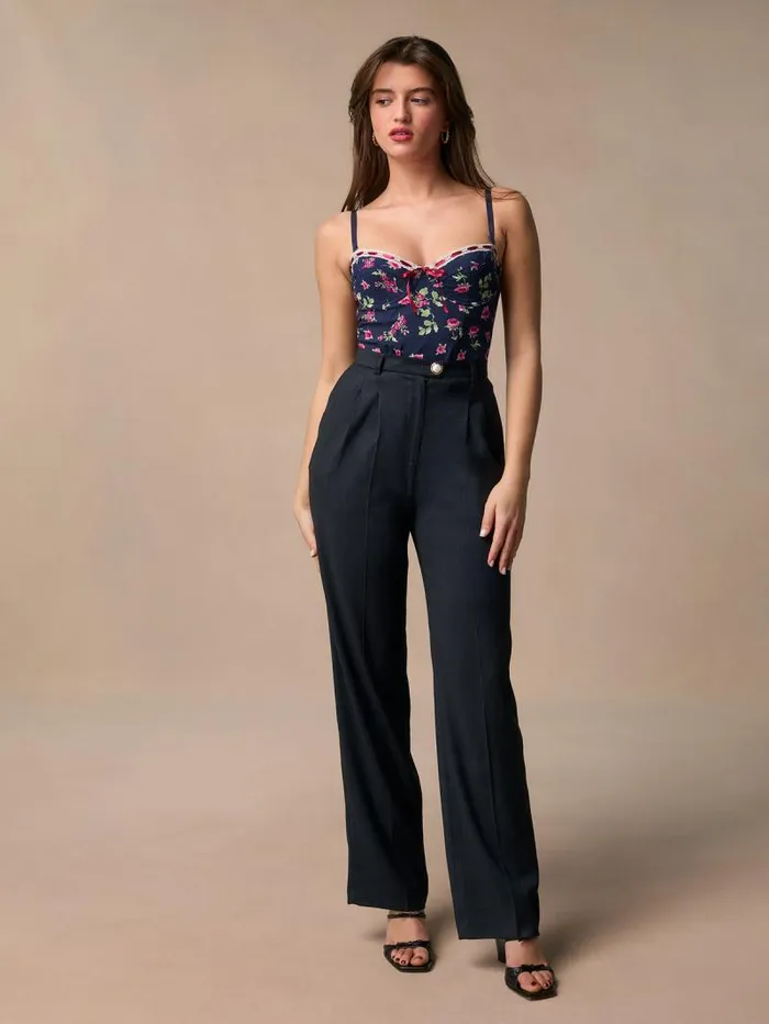 Rouje Pants Women Billie Trousers Lin Stretch Marine