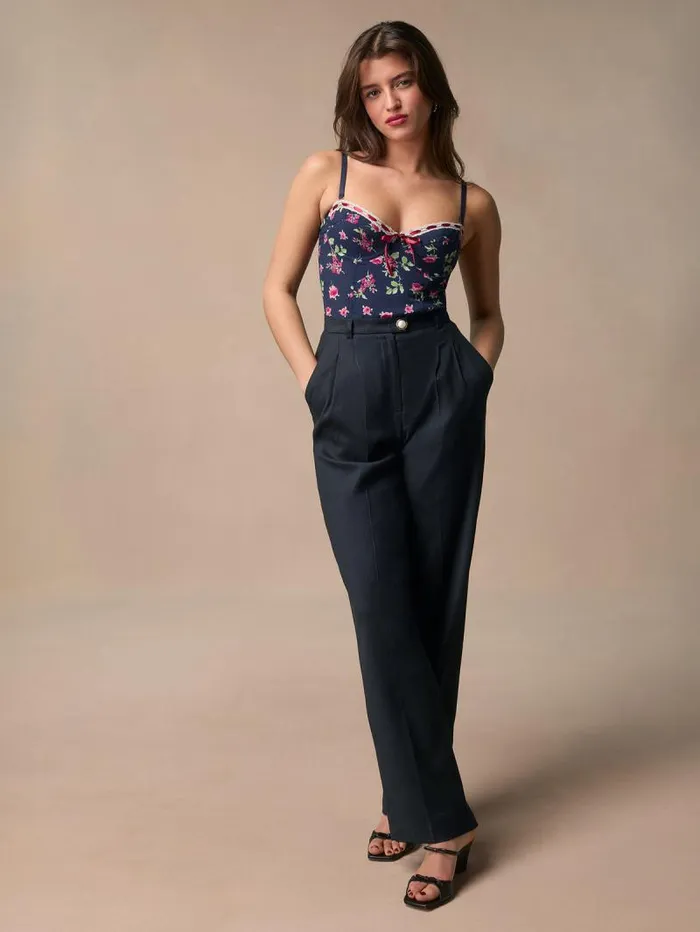 Rouje Pants Women Billie Trousers Lin Stretch Marine