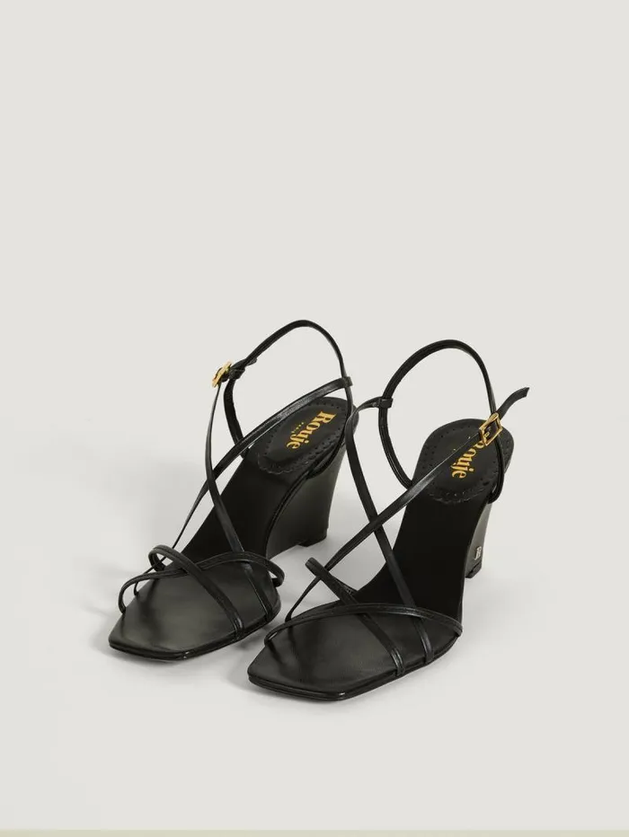 Rouje Shoes Women Naia Heels Cuir Lame Noir