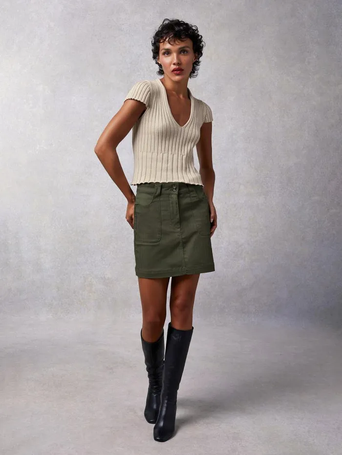 Rouje Skirts Women Adile Skirt Khaki Chevron