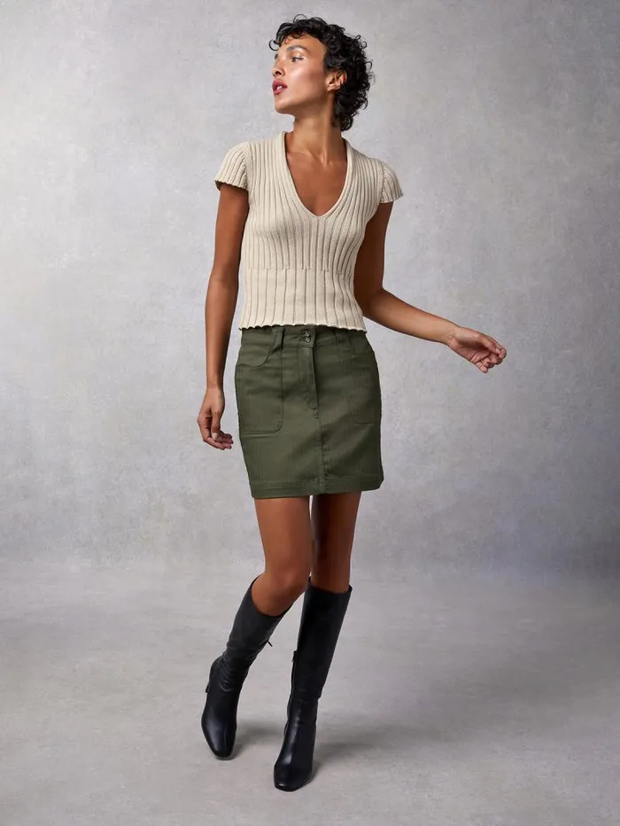 Rouje Skirts Women Adile Skirt Khaki Chevron