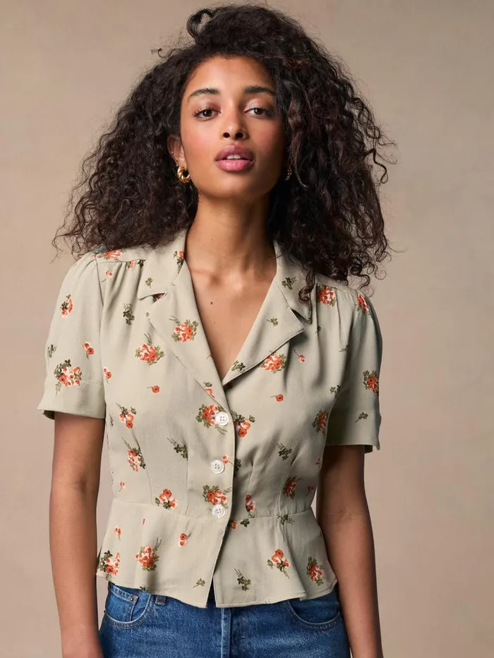 Rouje Tops Women Anas Top Bouquetromantique Tilleul