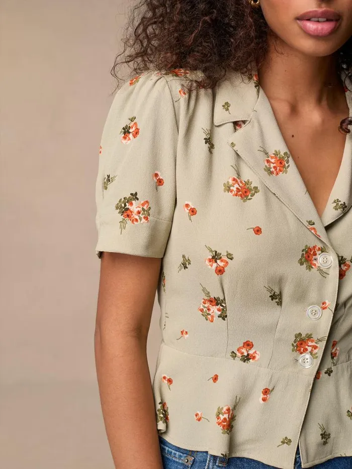 Rouje Tops Women Anas Top Bouquetromantique Tilleul