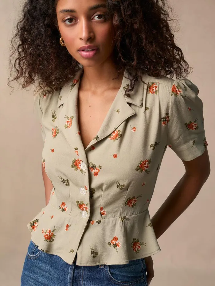 Rouje Tops Women Anas Top Bouquetromantique Tilleul