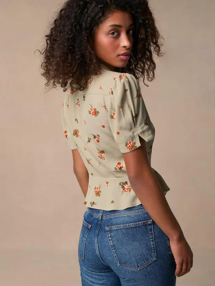 Rouje Tops Women Anas Top Bouquetromantique Tilleul