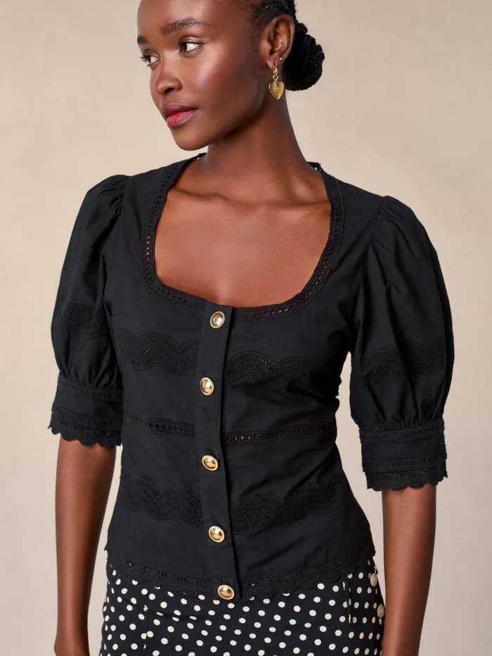 Rouje Tops Women Blondine Top Uni Noir