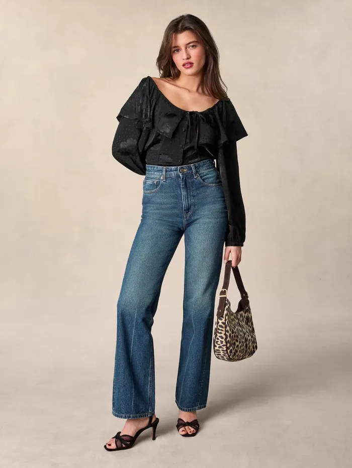 Rouje Tops Women Brigitta Top Jacquard Fleurs Noir