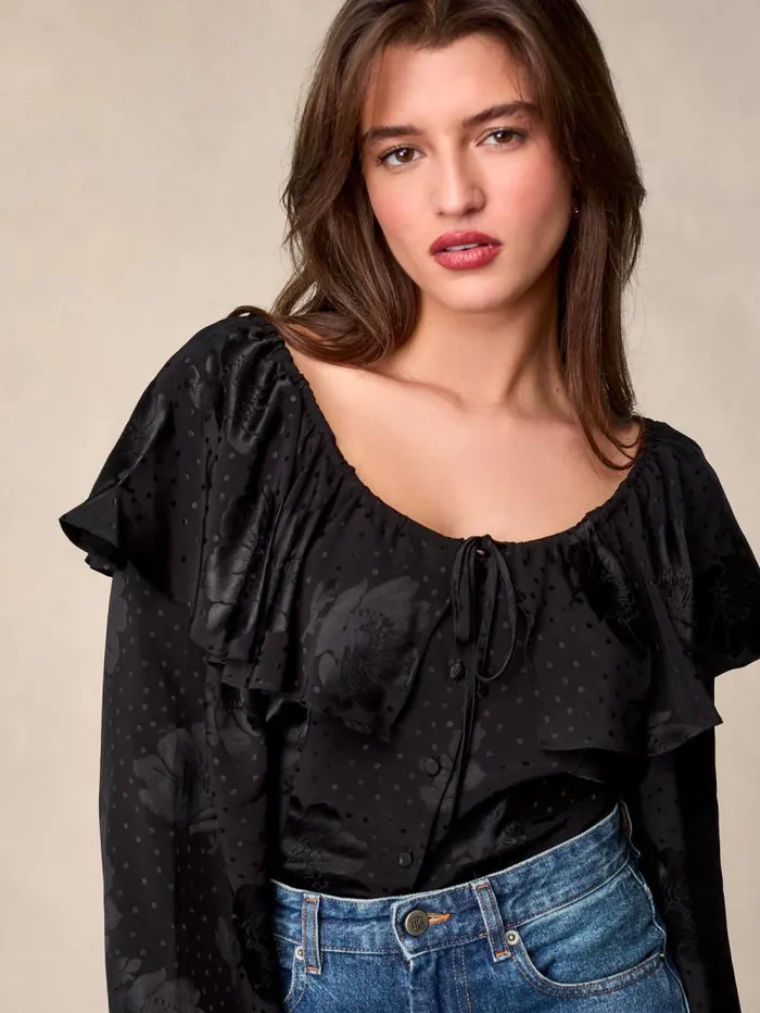 Rouje Tops Women Brigitta Top Jacquard Fleurs Noir