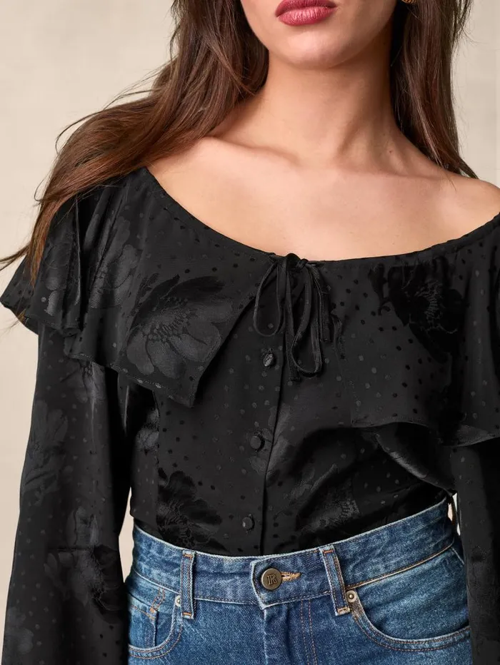 Rouje Tops Women Brigitta Top Jacquard Fleurs Noir