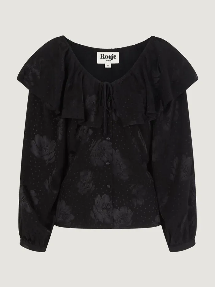 Rouje Tops Women Brigitta Top Jacquard Fleurs Noir