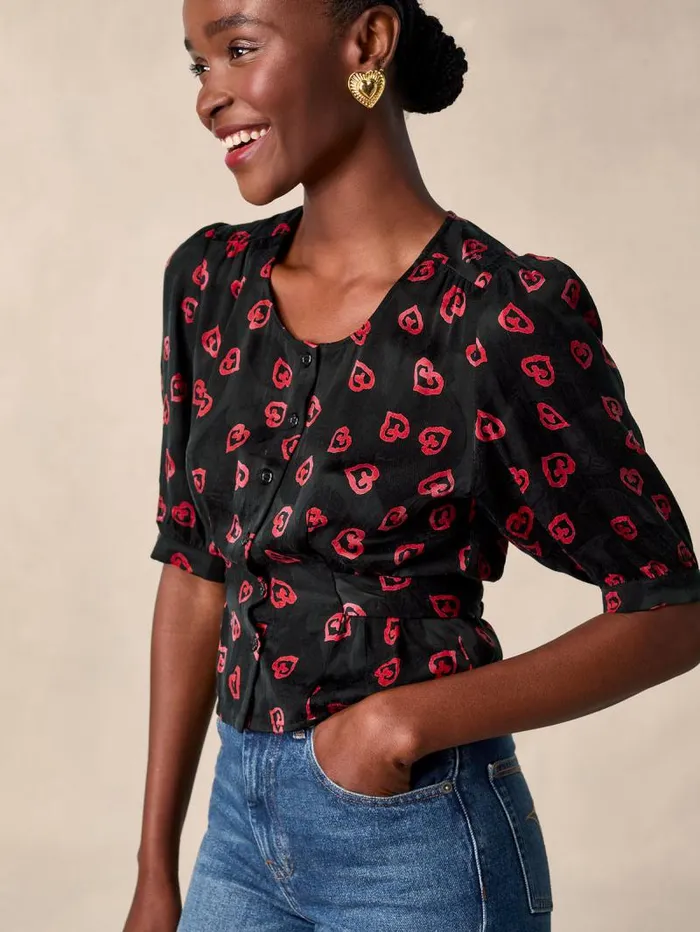 Rouje Tops Women Eleonore Top Coeursalpins Noir