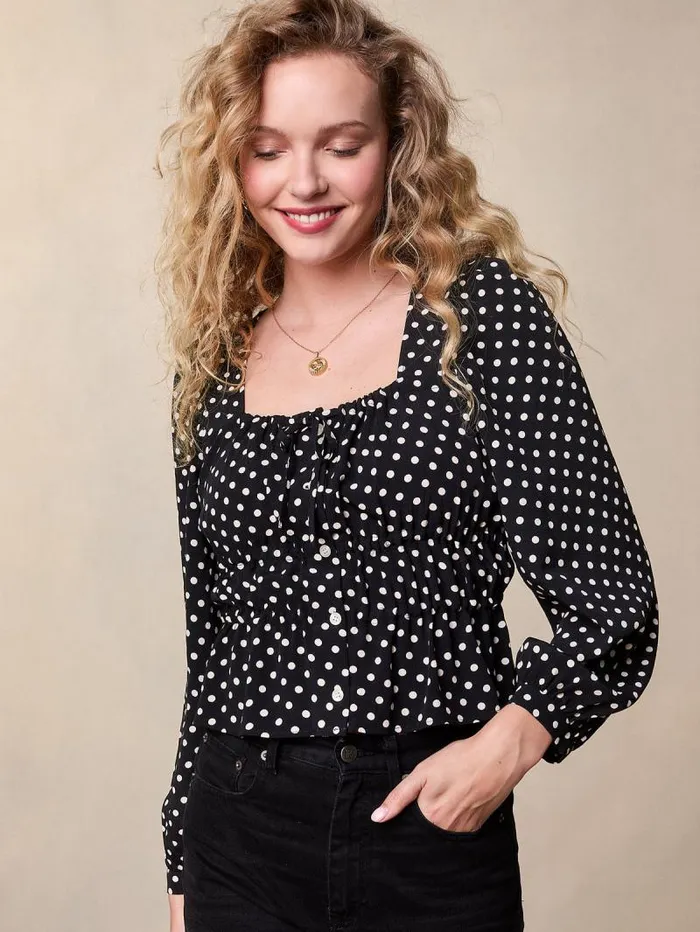 Rouje Tops Women Mollya Top Pois Carmen Noir