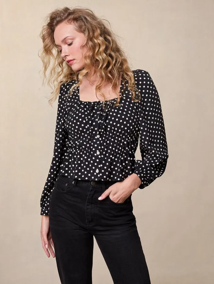 Rouje Tops Women Mollya Top Pois Carmen Noir