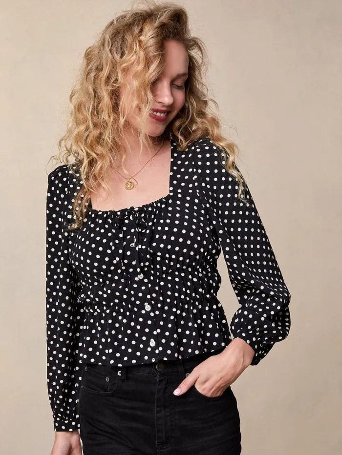 Rouje Tops Women Mollya Top Pois Carmen Noir