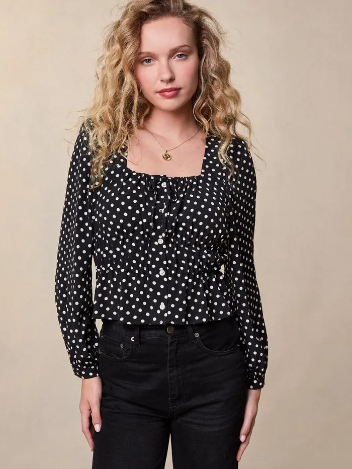 Rouje Tops Women Mollya Top Pois Carmen Noir