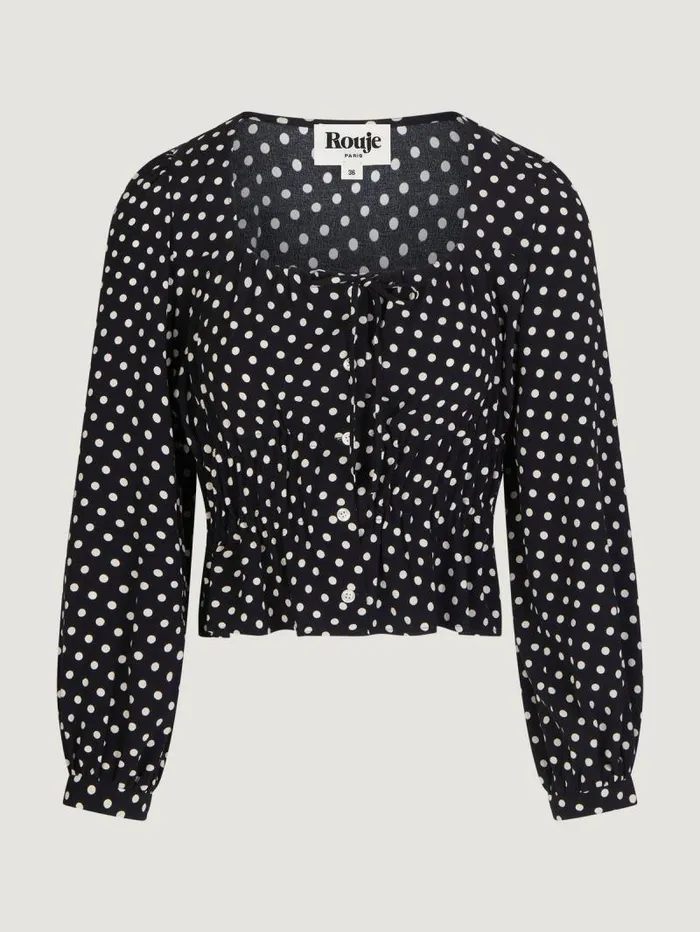 Rouje Tops Women Mollya Top Pois Carmen Noir