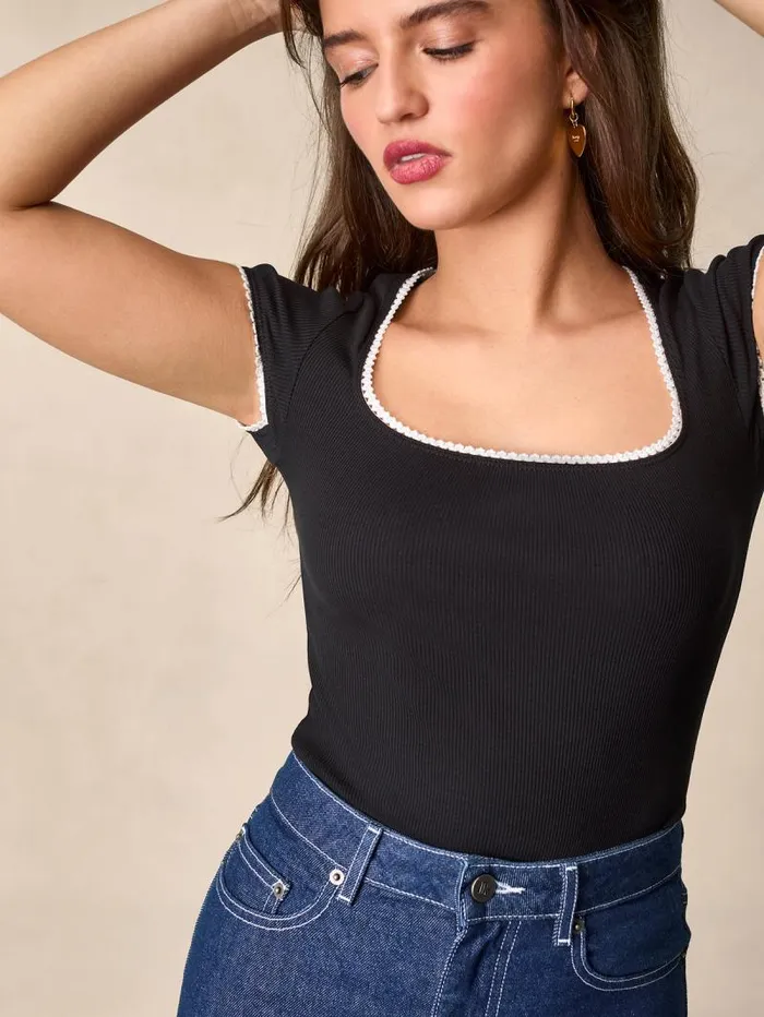 Rouje Tops Women Siam TShirt Galon Noir